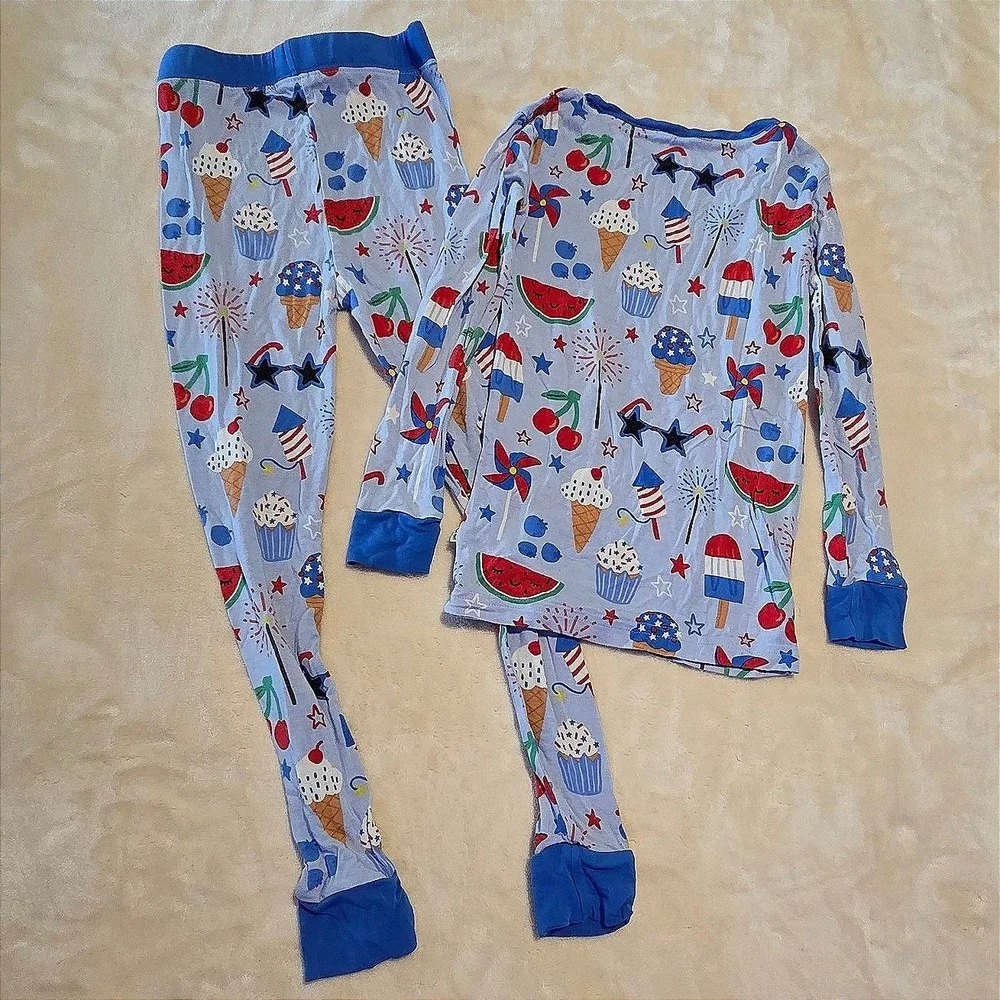 Little Sleepies Stars Stripes And Sweets 4T Toddler Bamboo Pajama Set Unisex